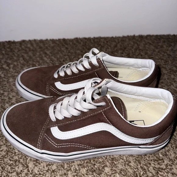 Vans Brown and White Skate Sneakers with Suede Finish - Picture 1 of 4